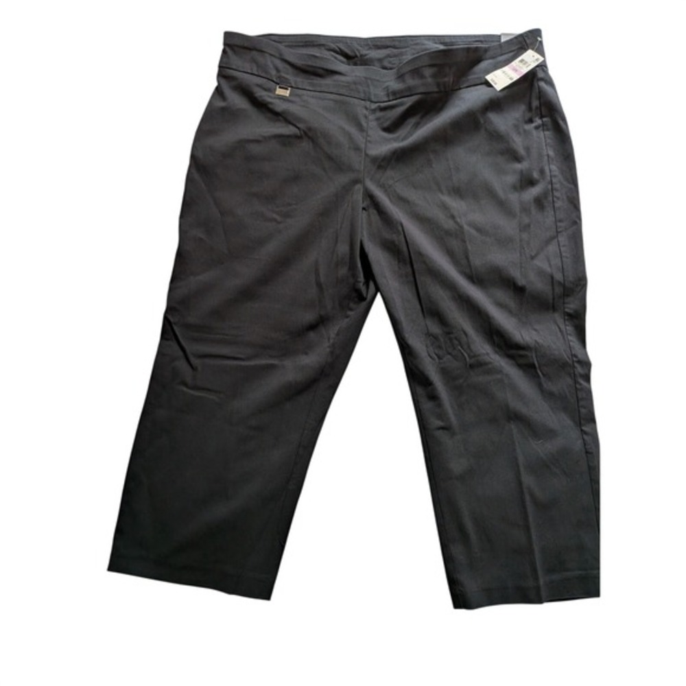 Alfani Womens 22W Tummy Control Capri Pants Deep Black Plus Cropped Trousers NWT - Picture 2 of 7